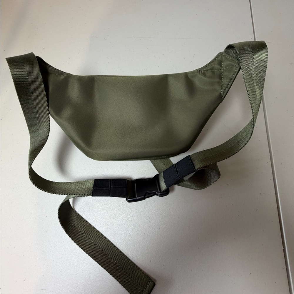 Bagging Rights Belt Bag - olive green with pink, orange, and chartreuse stripe. - Picture 6 of 7